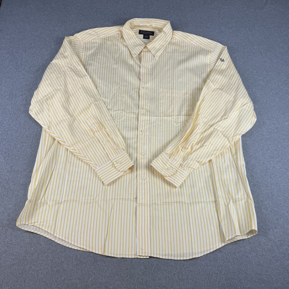 Brooks Brothers XL Yellow White Stripe Button Down Cotton Oxford Shirt Mens